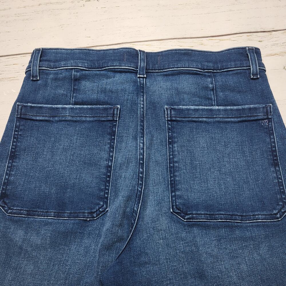 Madewell Tall Emmy Wide Leg Jeans Patch Pockets Super Stretch Medium Wash 30T - Picture 6 of 12